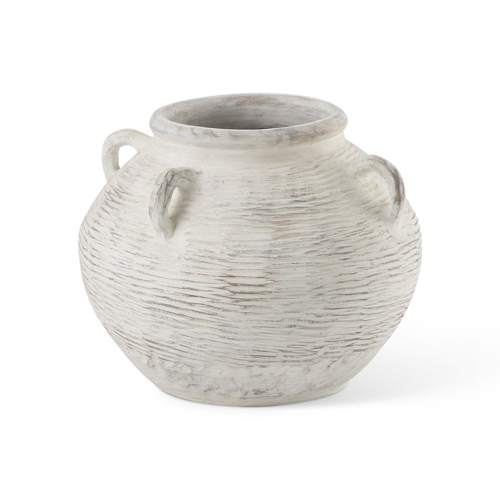 16" Cream Ceramic Amphora Floor Vase