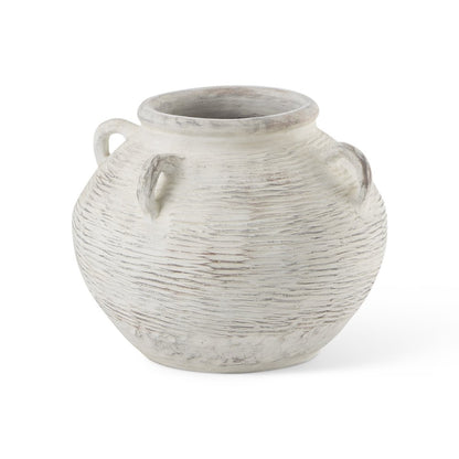 16" Cream Ceramic Amphora Floor Vase