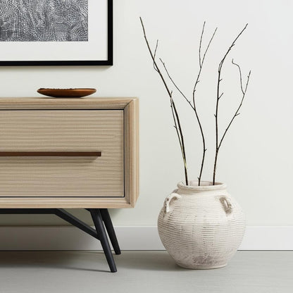 16" Cream Ceramic Amphora Floor Vase