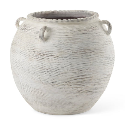 22" Cream Ceramic Amphora Floor Vase