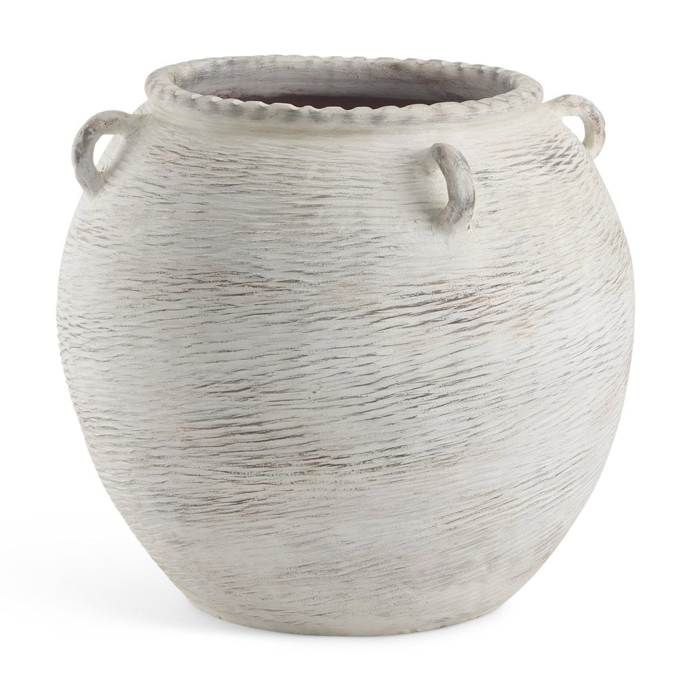 22" Cream Amphora Ceramic Floor Vase