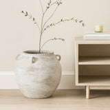 22" Cream Amphora Ceramic Floor Vase