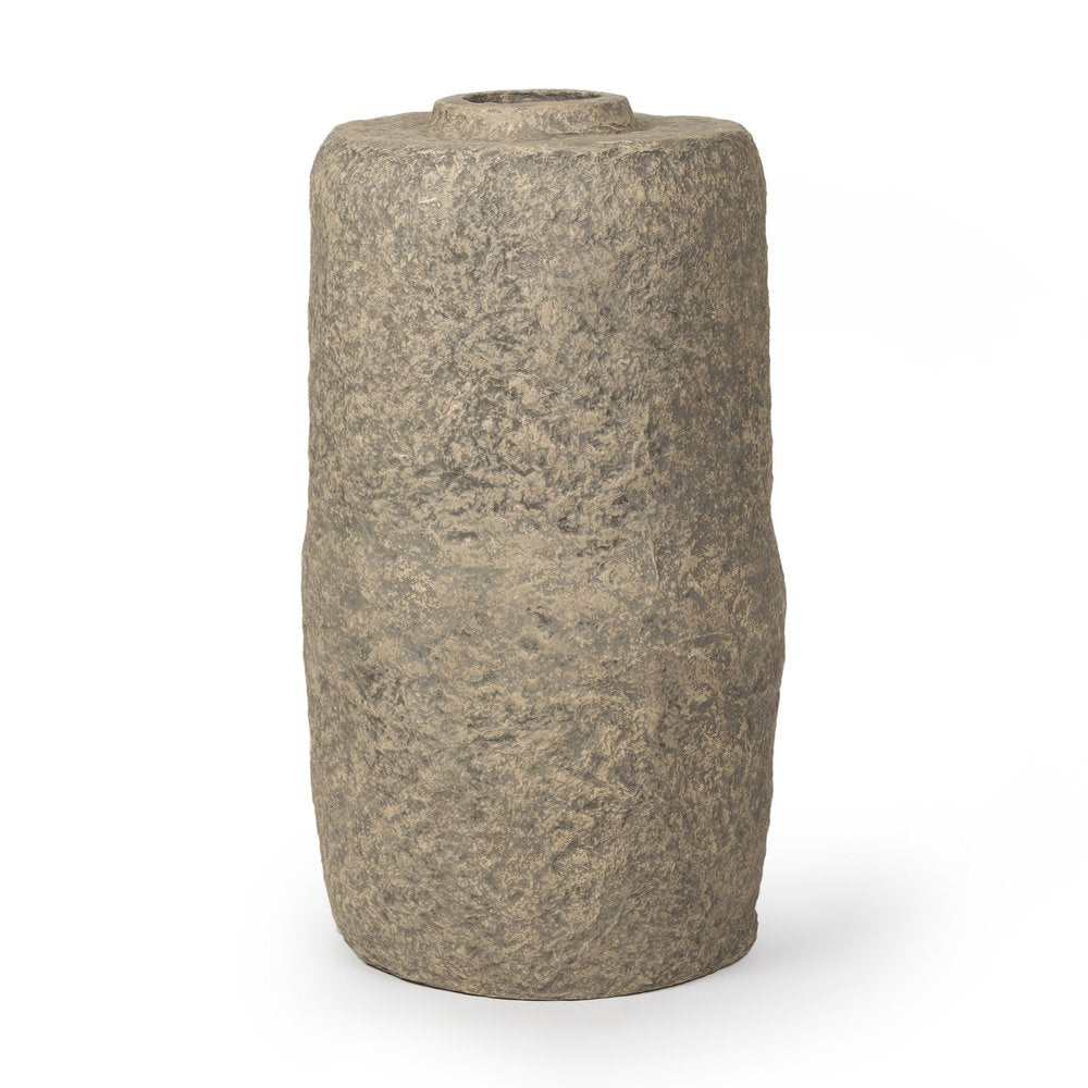 33" Gray Paper Mache Cylinder Floor Vase