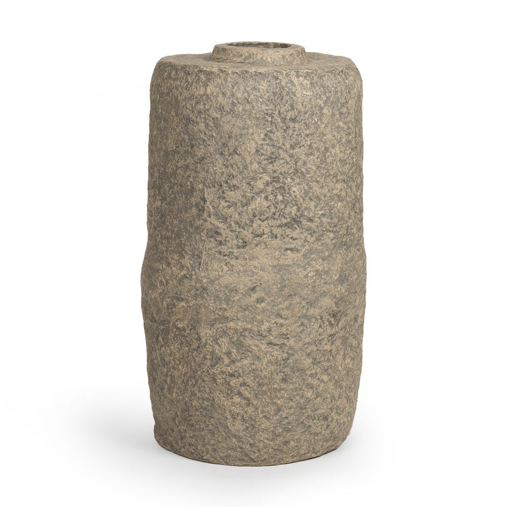 33" Gray Paper Mache Cylinder Floor Vase