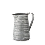 8" Gray And White Striped Metal Jug Vase