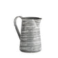 8" Gray And White Striped Metal Jug Vase