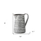 8" Gray And White Striped Metal Tapered Jug Vase