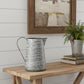 8" Gray And White Striped Metal Tapered Jug Vase