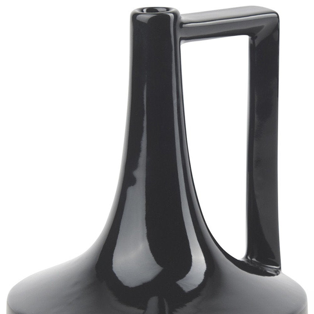 8" Black Ceramic Jug Vase