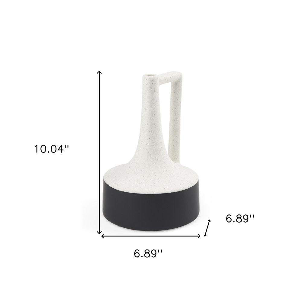 10" Black And White Ombre Ceramic Jug Vase