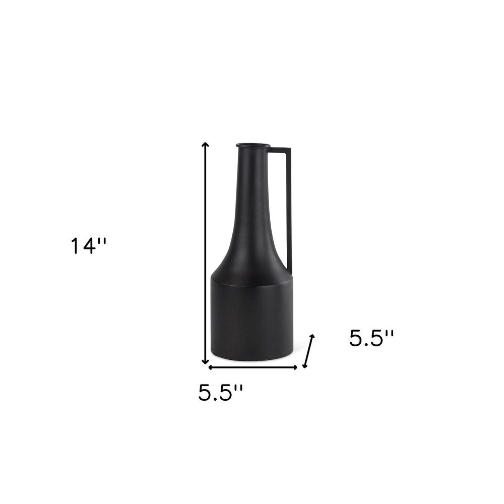 14" Black Metal Jug Vase