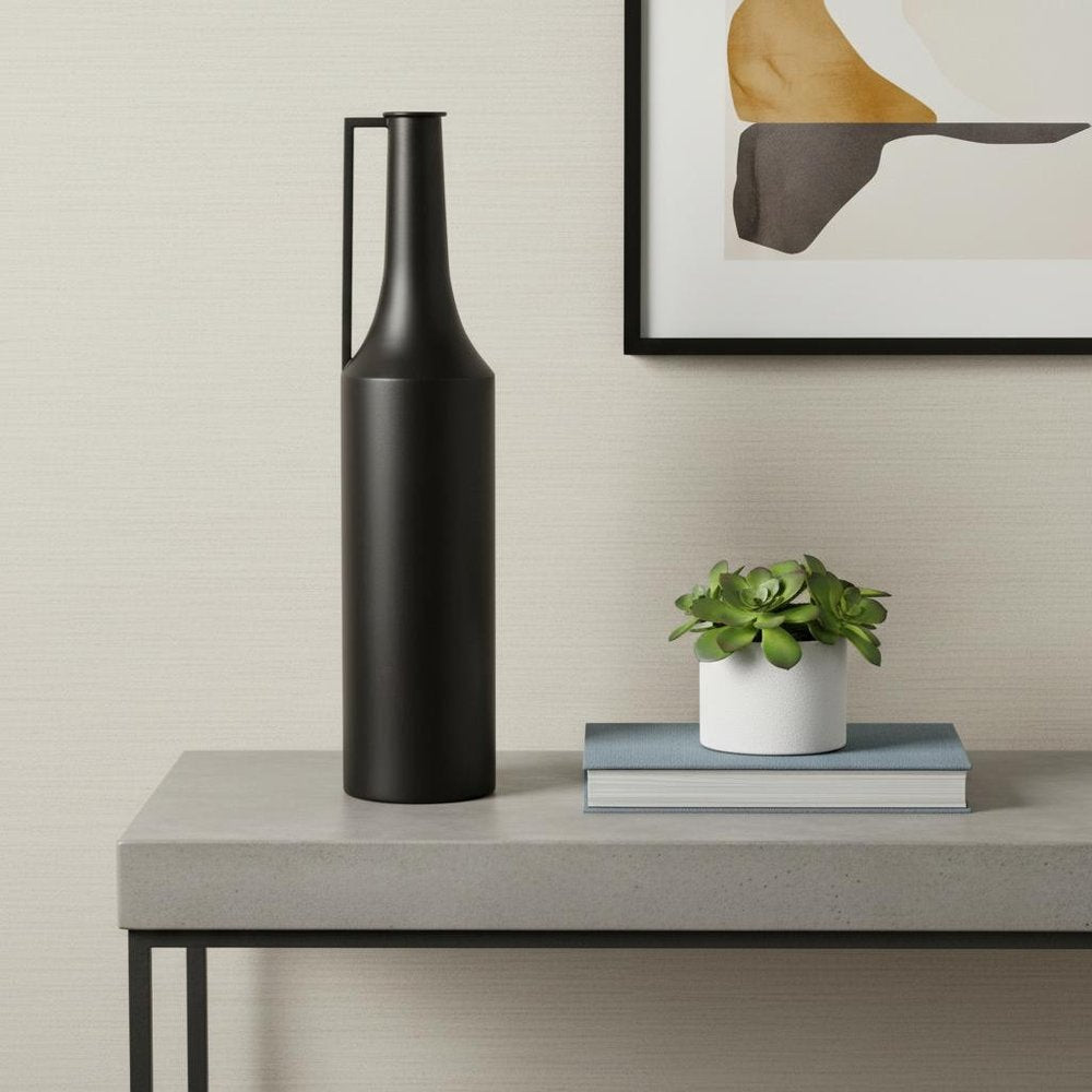 24" Black Metal Jug Vase