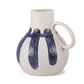 10" White And Blue Abstract Amphora Ceramic Jug Vase