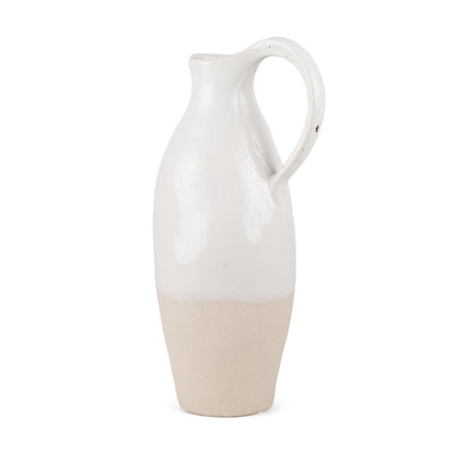 14" White And Beige Ombre Ceramic Bud Jug Vase