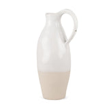 14" White And Beige Ombre Ceramic Bud Jug Vase