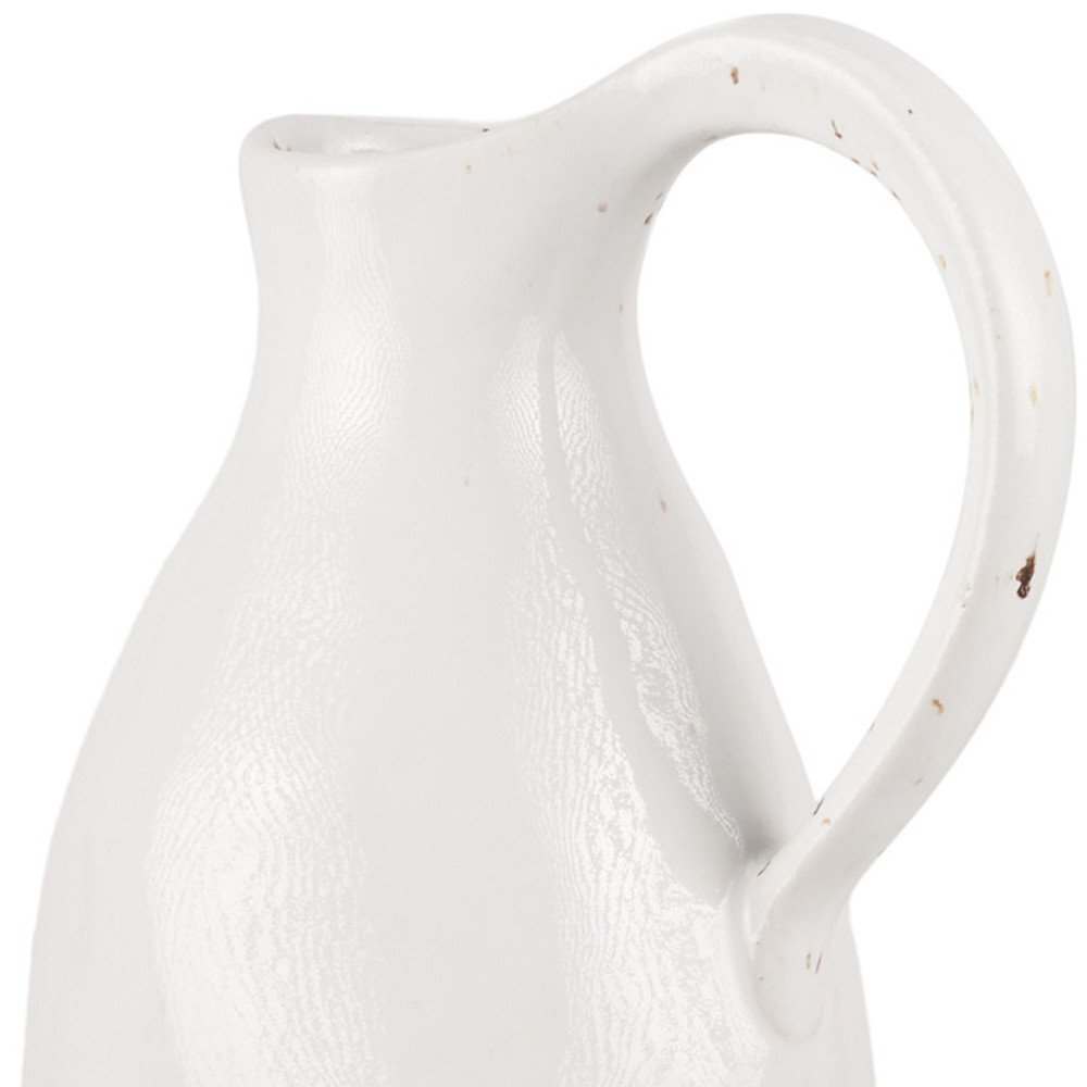 14" White And Beige Ombre Ceramic Bud Jug Vase