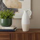 14" White And Beige Ombre Ceramic Bud Jug Vase