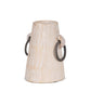7" Beige Cylinder Solid Wood Jug Vase