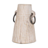 10" Light Brown Solid Wood Cylinder Jug Vase