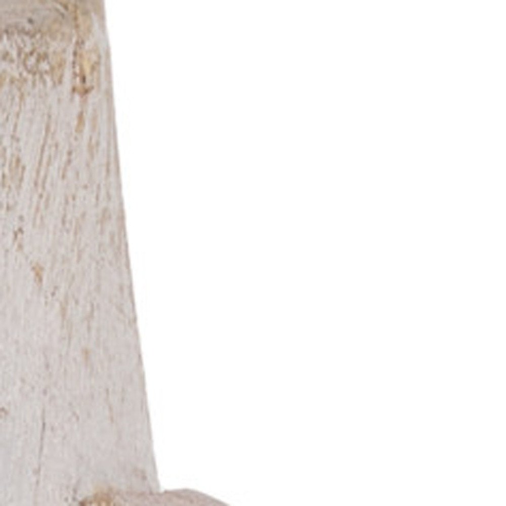 10" Beige Cylinder Solid Wood Jug Vase