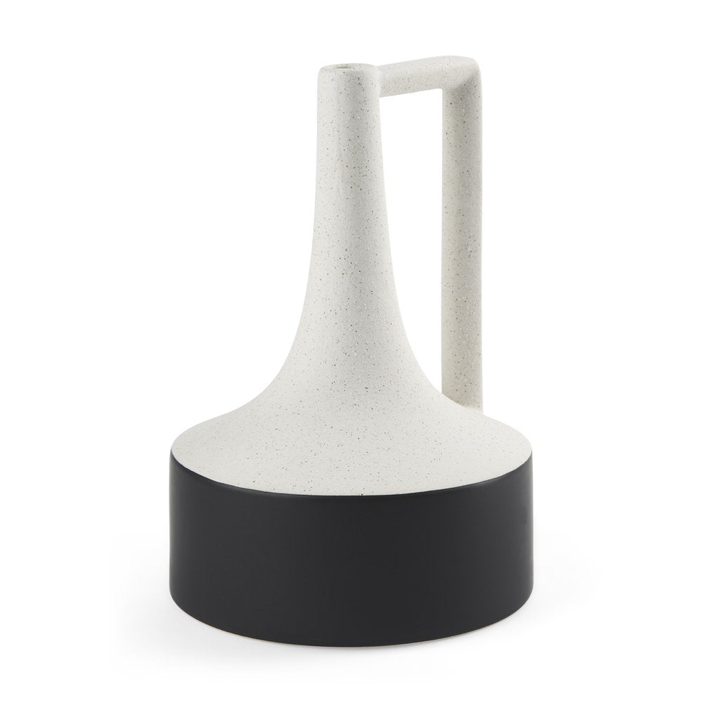 12" Black And White Ombre Ceramic Jug Vase