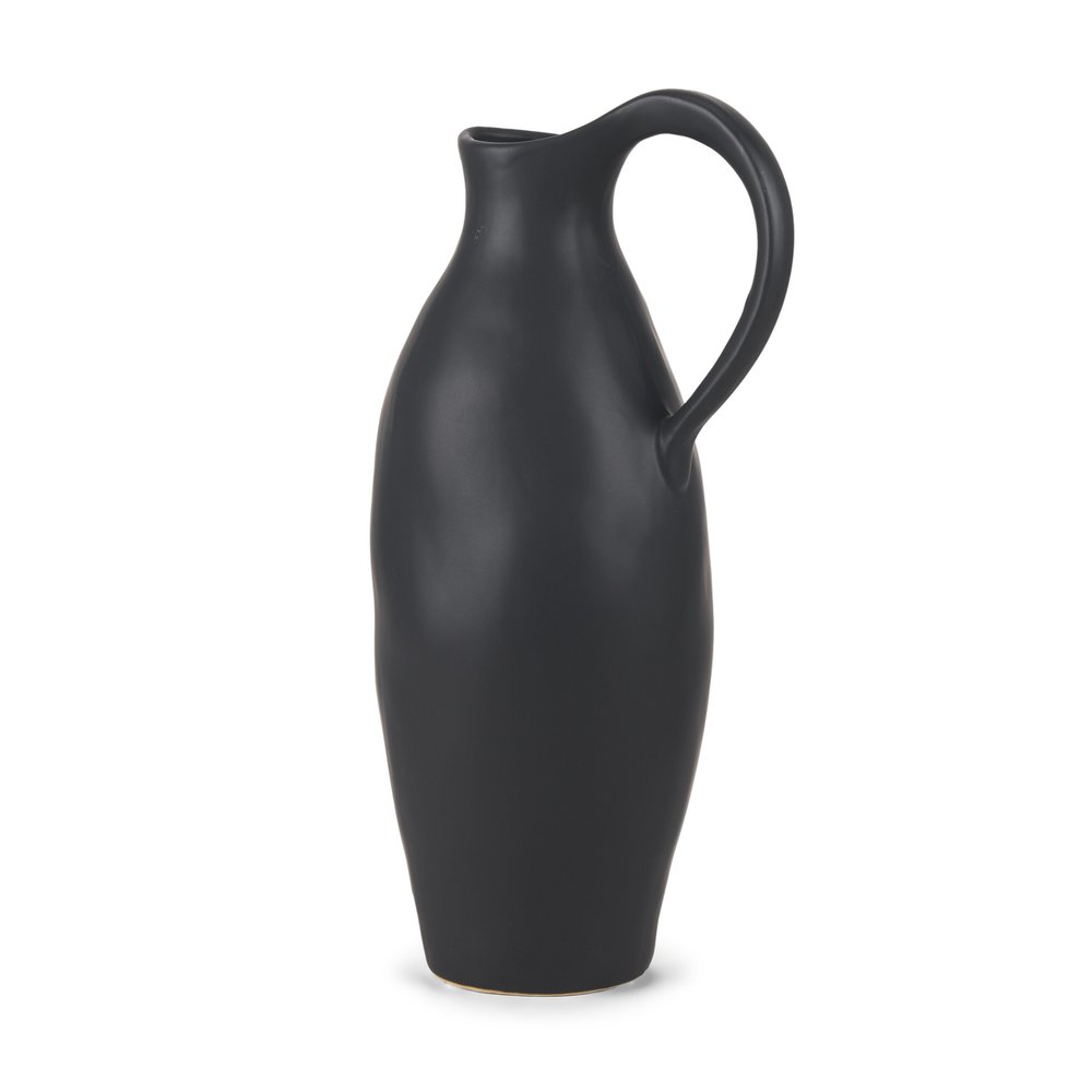 15" Black Bud Ceramic Jug Vase