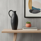 15" Black Bud Ceramic Jug Vase