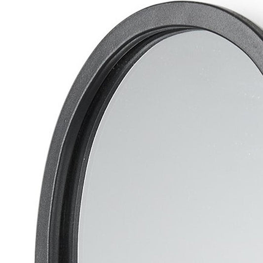 19" Black And Clear Glass Bottle Metal And Mirrored Glass Oval Wall Vase