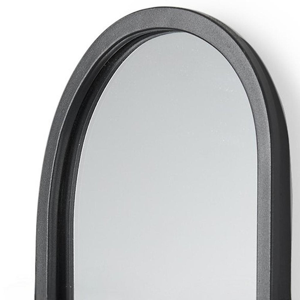 19" Black And Clear Glass Bottle Metal And Mirrored Glass Oval Wall Vase