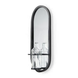 19" Black And Clear Glass Bottle Metal And Mirrored Glass Oval Wall Vase
