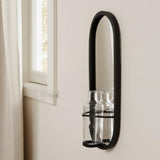 19" Black And Clear Glass Bottle Metal And Mirrored Glass Oval Wall Vase