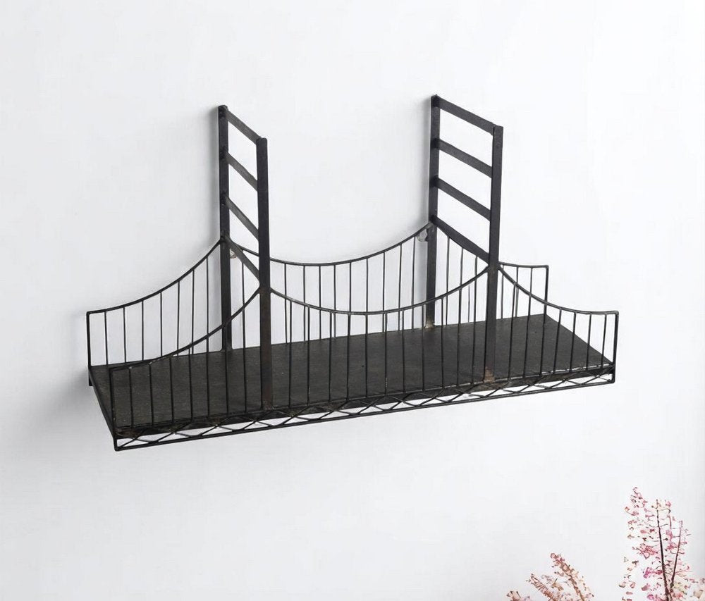 12" Black Metal Novelty Wall Mounted Accent Shelf
