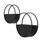 Set of Two Black Metal Round Hanging Planters