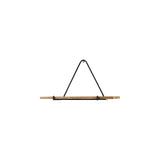 Set Of Three Black And Brown Metal And Solid Wood Triangle Wall Mounted Accent Shelves