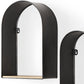 Set Of Three Black And Brown Metal And Solid Wood Arched Wall Mounted Accent Shelf
