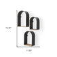 Set Of Three Black And Brown Metal And Solid Wood Arched Wall Mounted Accent Shelf