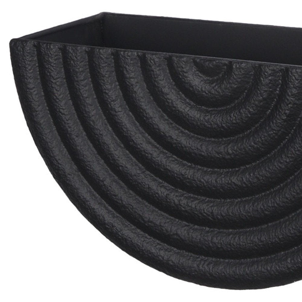 Set of Two Black Metal Geometric Half Moon Wall Planters