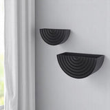 Set of Two Black Metal Geometric Half Moon Wall Planters
