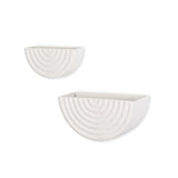 Set of Two White Metal Geometric Half Moon Wall Planters