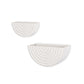 Set of Two White Metal Geometric Half Moon Wall Planters