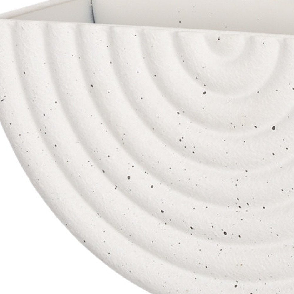 Set of Two White Metal Geometric Half Moon Wall Planters