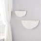 Set of Two White Metal Geometric Half Moon Wall Planters