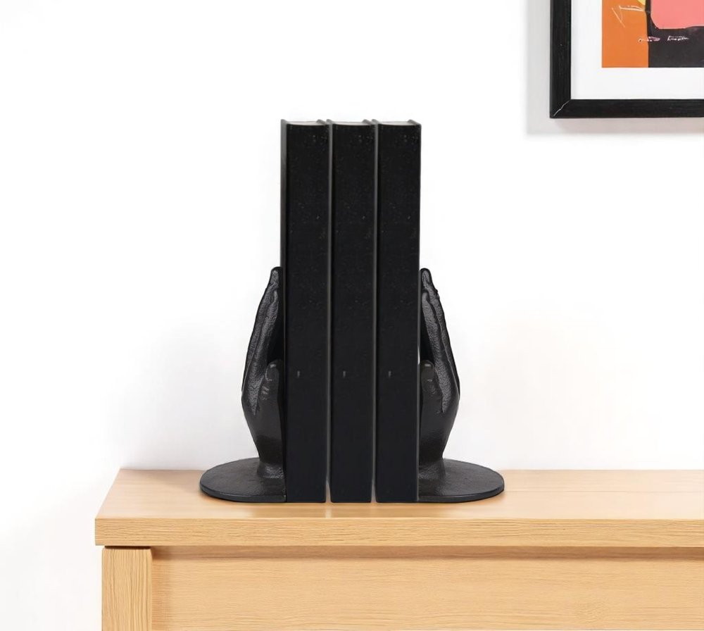 Set of Two Bronze Iron Hand Decorative Bookends