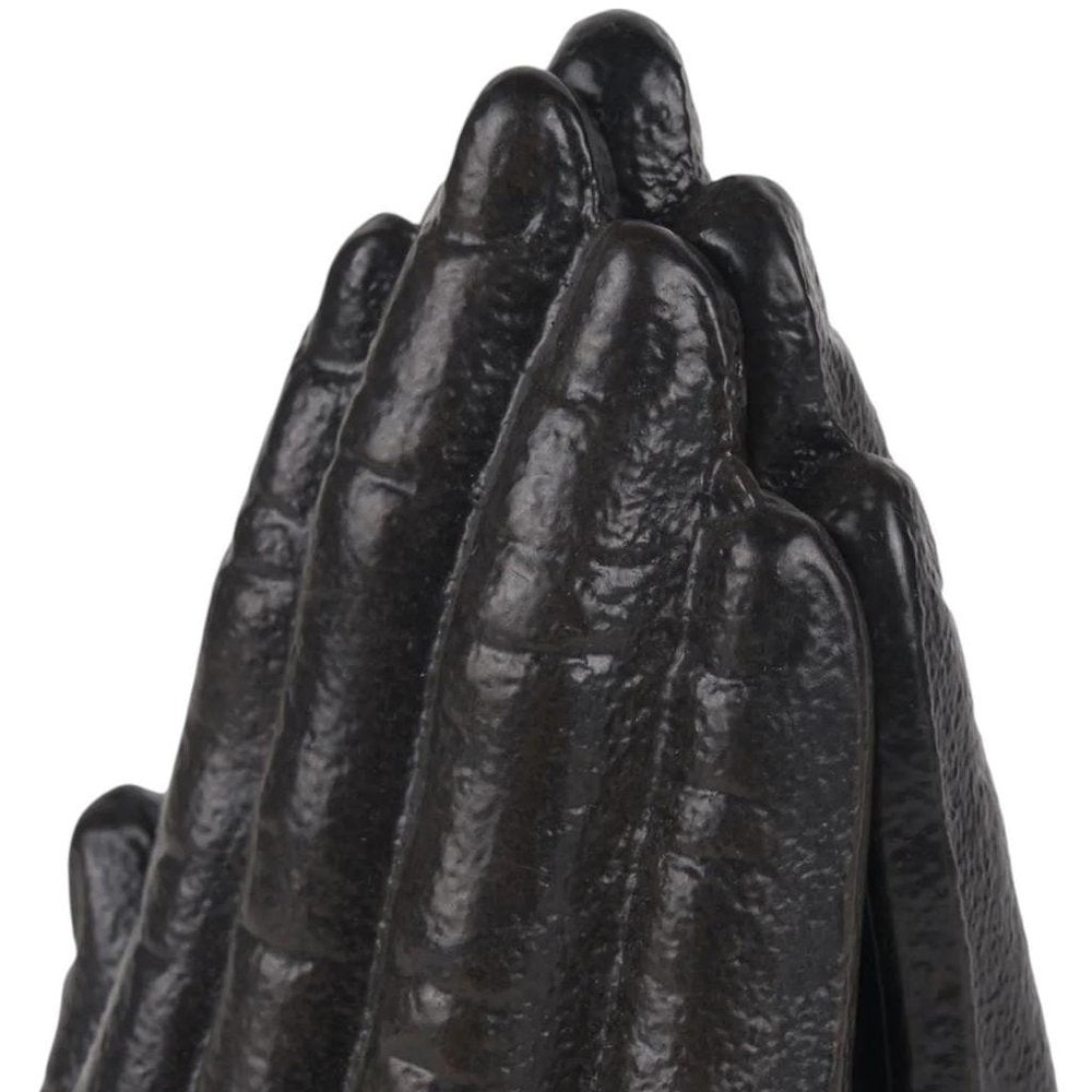 Set of Two Antiqued Bronze Cast Iron Praying Hands Decorative Bookends