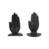 Set of Two Antiqued Bronze Cast Iron Praying Hands Decorative Bookends