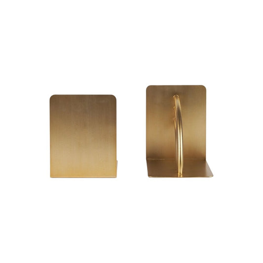 Set of Two Gold Metal Geo Arch Decorative Bookends