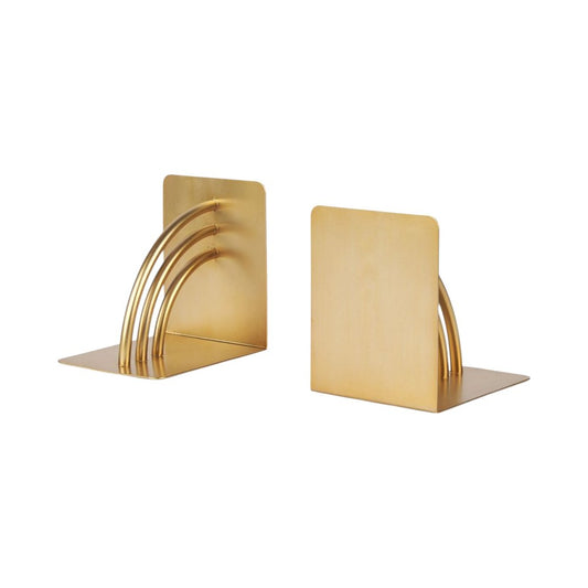 Set of Two Gold Metal Decorative Bookends