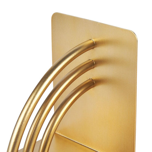 Set of Two Gold Metal Geo Arch Decorative Bookends