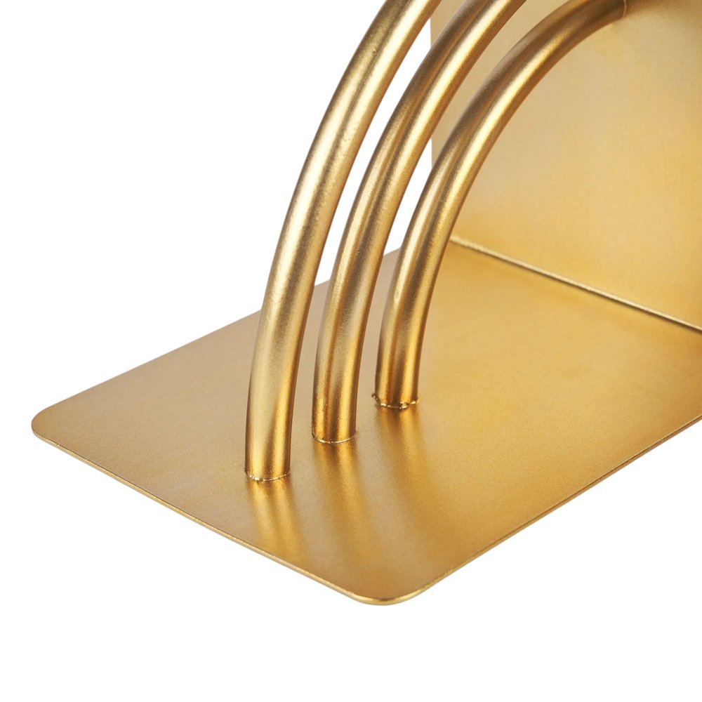 Set of Two Gold Metal Geo Arch Decorative Bookends
