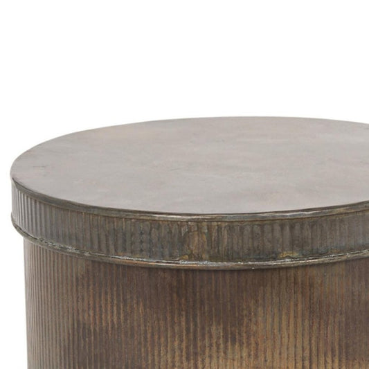 Set of Two Antiqued Gold Metal Decorative Keepsake Box